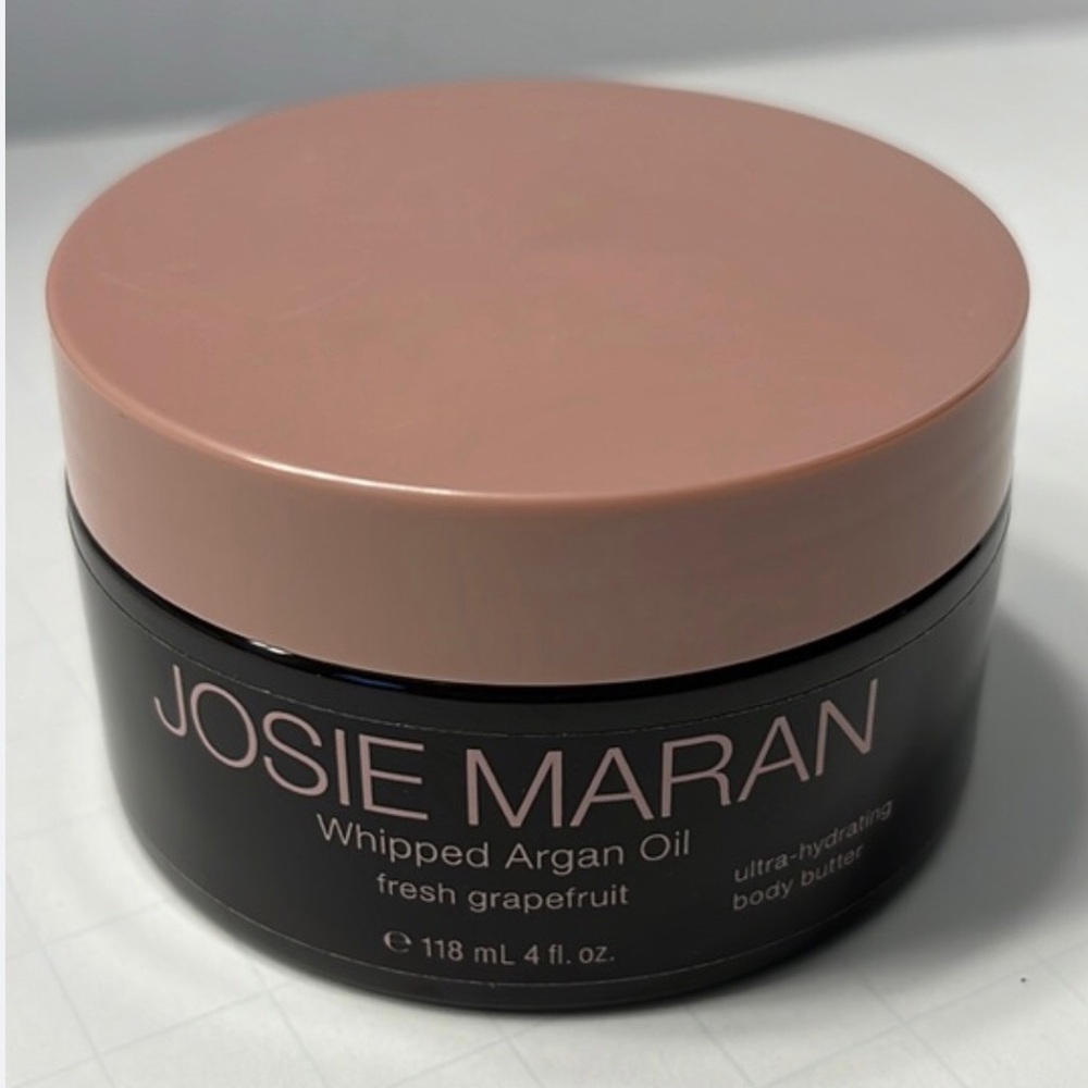 JOSIE MARAN Whipped Argan Oil Body Butter - Dusty Pink Lid, Black Jar